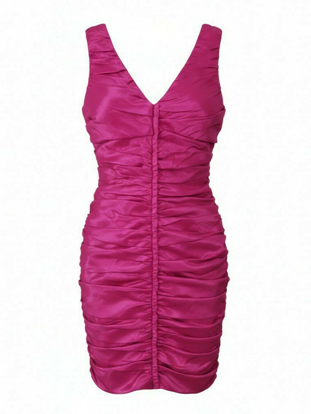 Calvin Klein V-Neck Ruched Hot Pink Sleeveless Cocktail Dress Size 6P